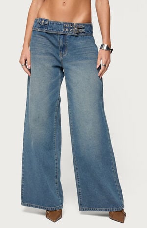 Double Buckle Low Rise Jeans image number 1