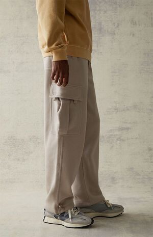 Fleece Tan Cargo Sweatpants image number 1