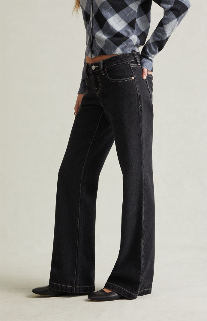 Pacsun Charlie Low Rise Baggy Bootcut Jeans Contrast Dark Blue