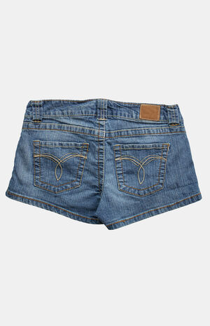 2000s Y2K Low Rise Medium Blue Micro Jean Shorts image number 2
