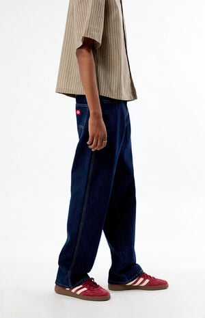 954 Dark Blue Relaxed Straight Work Jeans image number 3