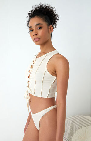 Lounge It Seems Lace Up Tank Top image number 3