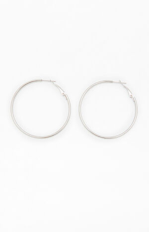 Large Silver Hoop Earrings image number 2