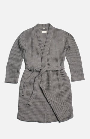 Organic The Weightless Gray Black Waffle Robe image number 1