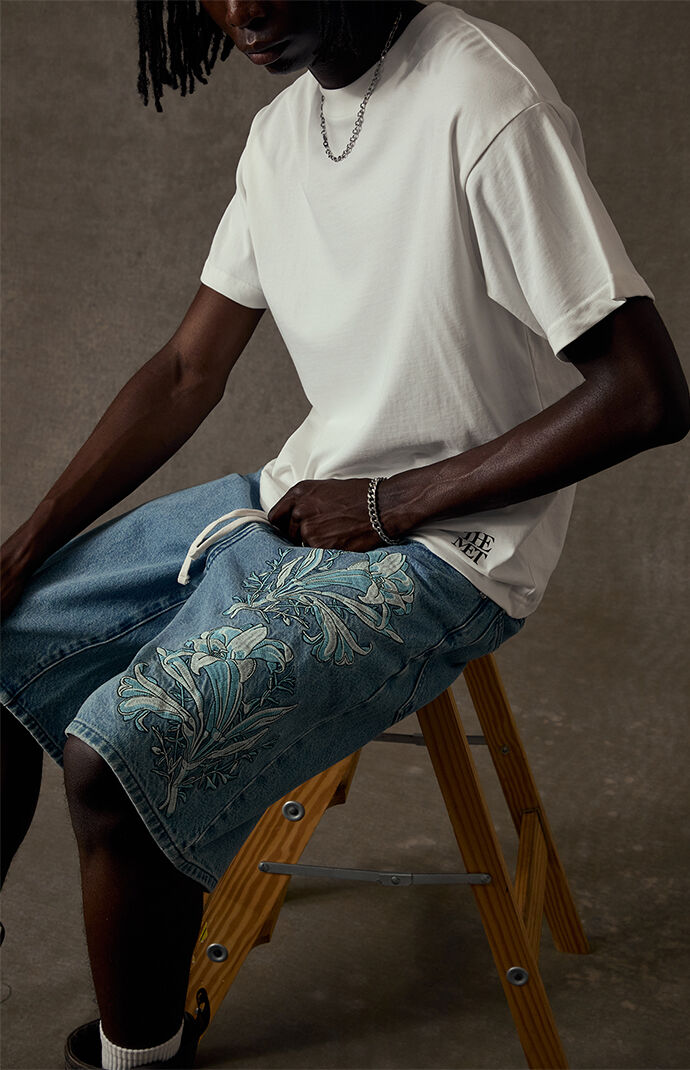 The Met x Pacsun Moon Flask Lily Baggy Jorts | Pacsun
