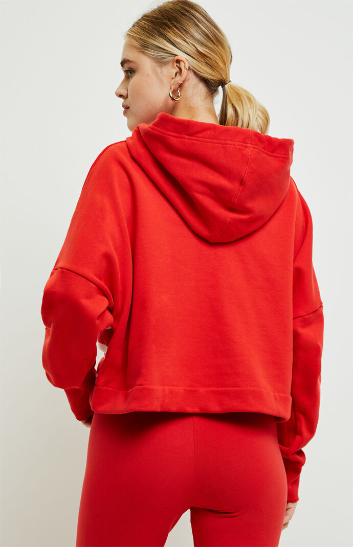 Adidas Large Logo Cropped Hoodie At Pacsun Com