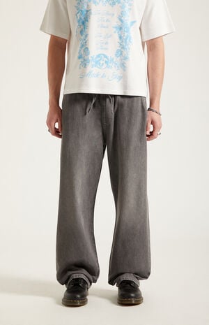 Gray Straight Drawstring Pants image number 2
