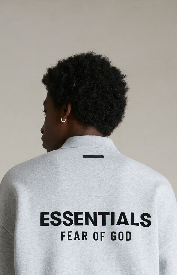 Fear of God Essentials Light Heather Grey Fleece Polo