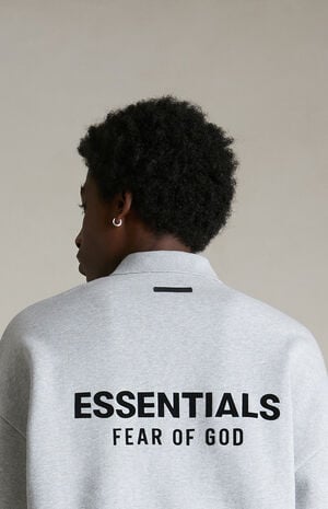 Light Heather Grey Fleece Polo Sweatshirt image number 5