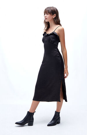 Ruffle Bodice Satin Midi Dress image number 2