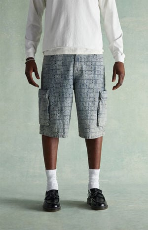 Jacquard Extreme Baggy Cargo Denim Shorts image number 2