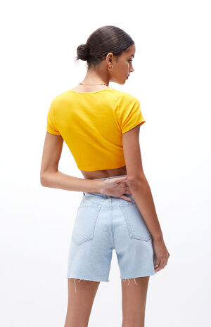 Eco Light Blue Denim Dad Shorts image number 4