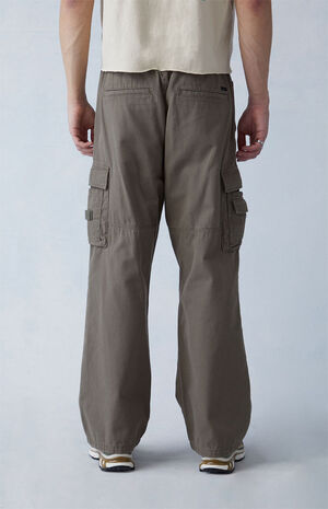 Olive Canvas Baggy Cargo Pants image number 3