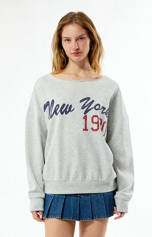 New York 1980 Off-The-Shoulder Sweatshirt