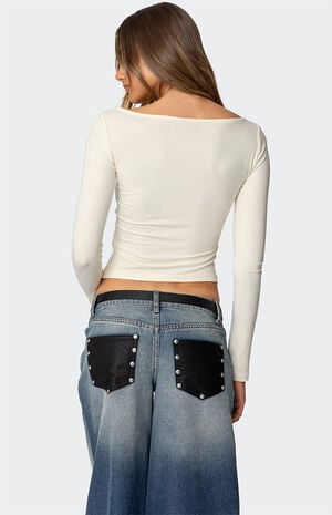 Nikola Ribbed Boat Neck Top image number 5