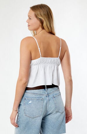 Linen V-Neck Babydoll Tank Top image number 4