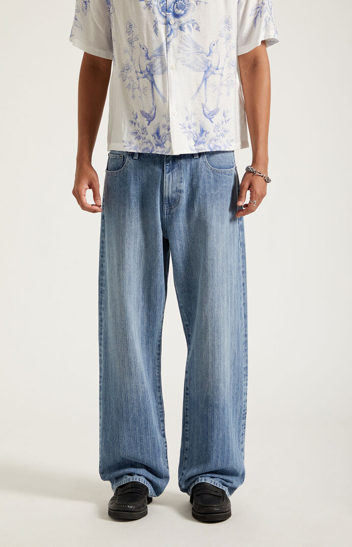 Pacsun Dylan Baggy Jeans Textured Medium Blue | Pacsun