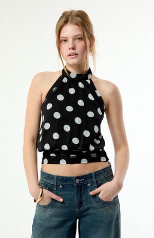 Mira Polka Dot Halter Top image number 2