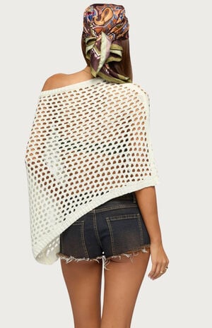 Cloe Off Shoulder Crochet Poncho image number 3