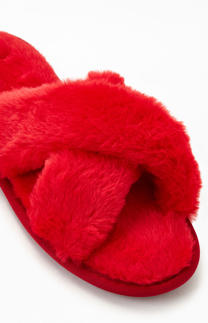 By PacSun Red Fuzzy Slippers