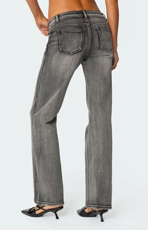 Bootcut Washed Low Rise Jeans image number 4