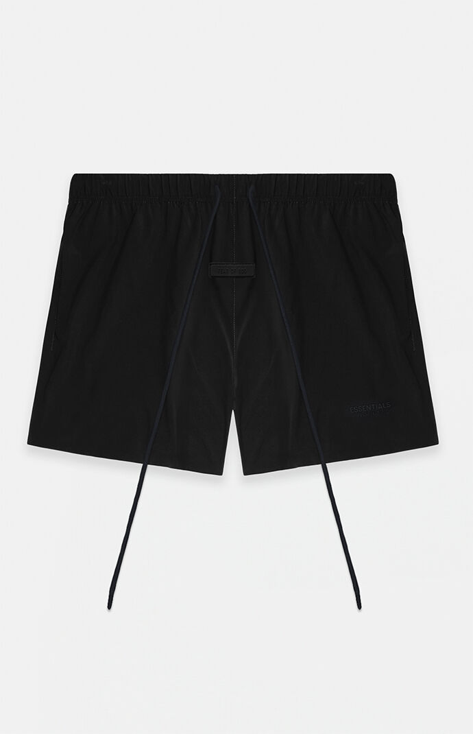 Fear of God Essentials Jet Black Nylon Running Shorts | PacSun