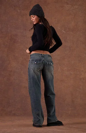 Zoe Low Rise Girlfriend Jeans Dark Blue image number 1