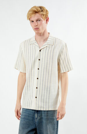 Neutral Striped Camp Shirt image number 1