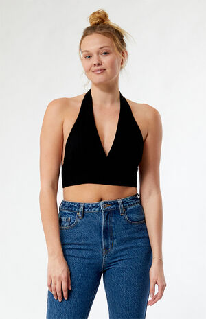 Open Back Linen Halter Top image number 1