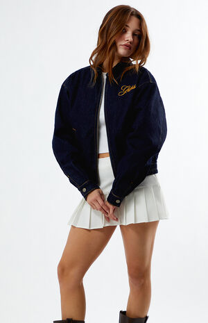 Dark Indigo Embroidered Denim Jacket image number 1