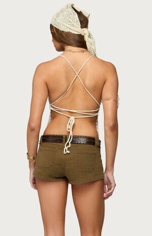 Maggie Bead Split Front Backless Crochet Top image number 3