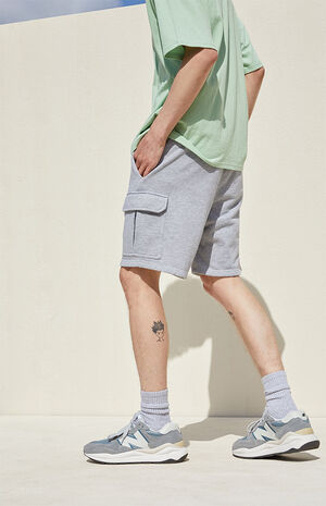 Gray Terry Cargo Sweat Shorts image number 4