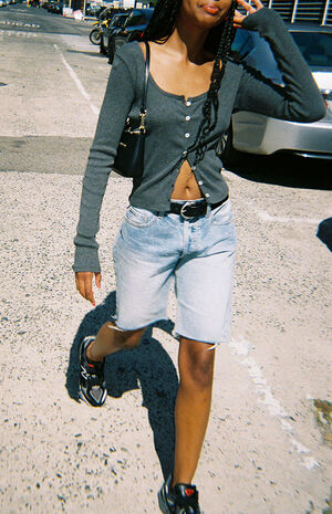 Gray Zelly Button Long Sleeve Top image number 1