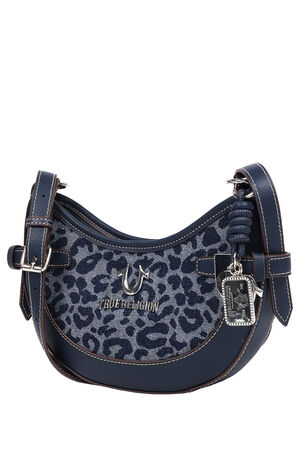 Blake Leopard Denim Belted Hobo Bag image number 3