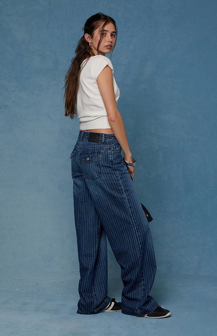 Pacsun Zoe Low Rise Girlfriend Jeans Pinstripe