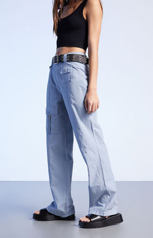 Blue Cargo Flare Pants image number 3