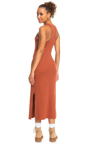 Brown Moon Glow Rib Knit Dress image number 3