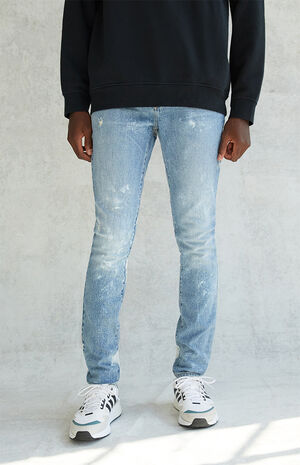 Stacked Skinny Bleach Wash Jeans image number 2