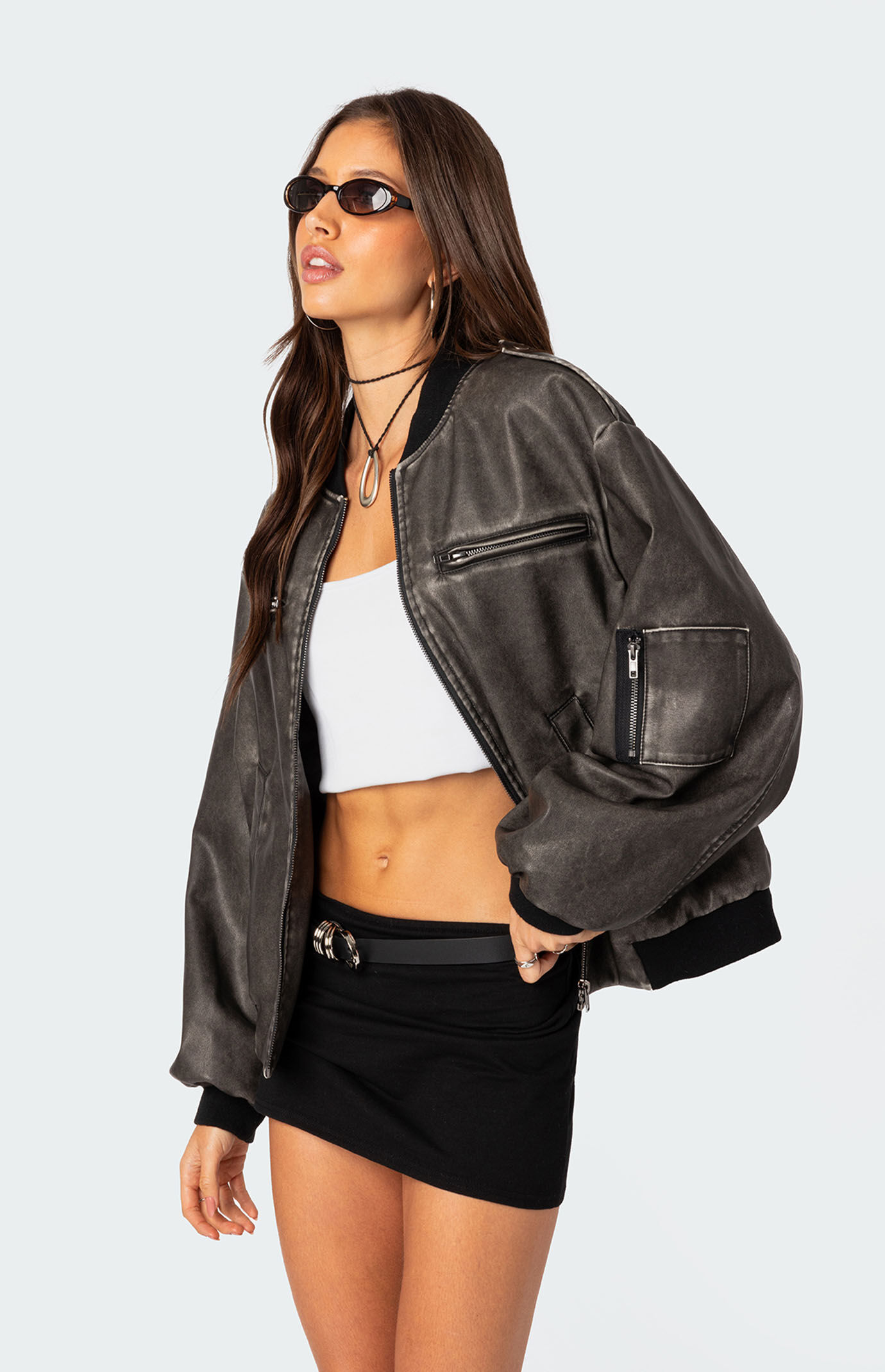 Pacsun black bomber jacket shop