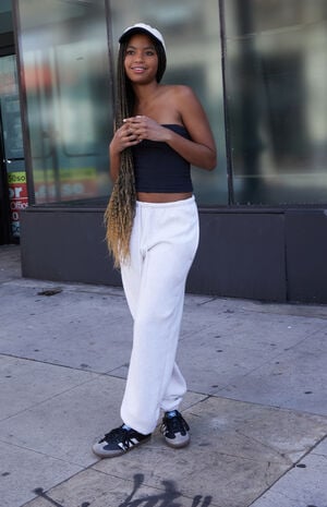 Heather Grey Rosa Tie Sweatpants image number 1