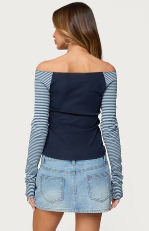 Rion Contrast Striped Off Shoulder Top image number 3
