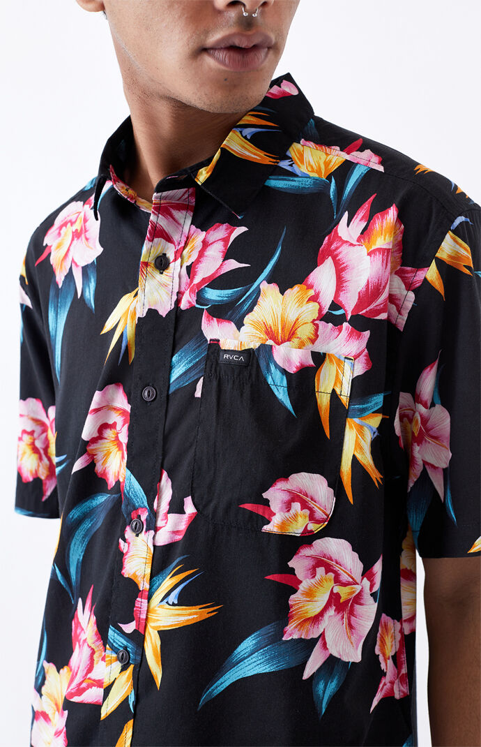 Akora Floral Short Sleeve Button Up Shirt