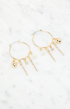 Rhinestone Heart Hoop Earrings image number 2