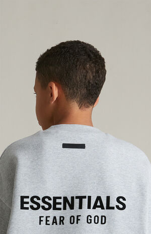 Kids Light Heather Grey Fleece Crew Neck Sweatshirt image number 5