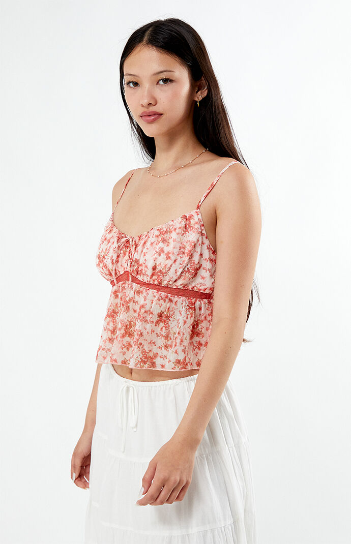 【GLOWNY】 HEART LACE CAMI ★送料関税込み★ LA Hearts Printed Lace Cami Top | PacSun
