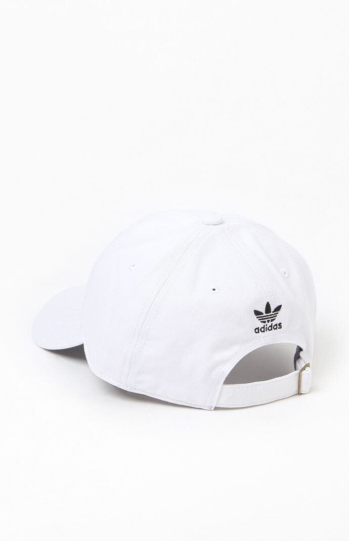 Washed White Strapback Dad Hat