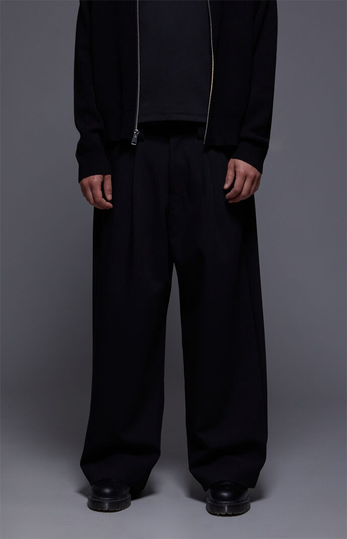 FIELD OF STUDY by Pacsun Athens Baggy Trousers Stretch Pleated Black