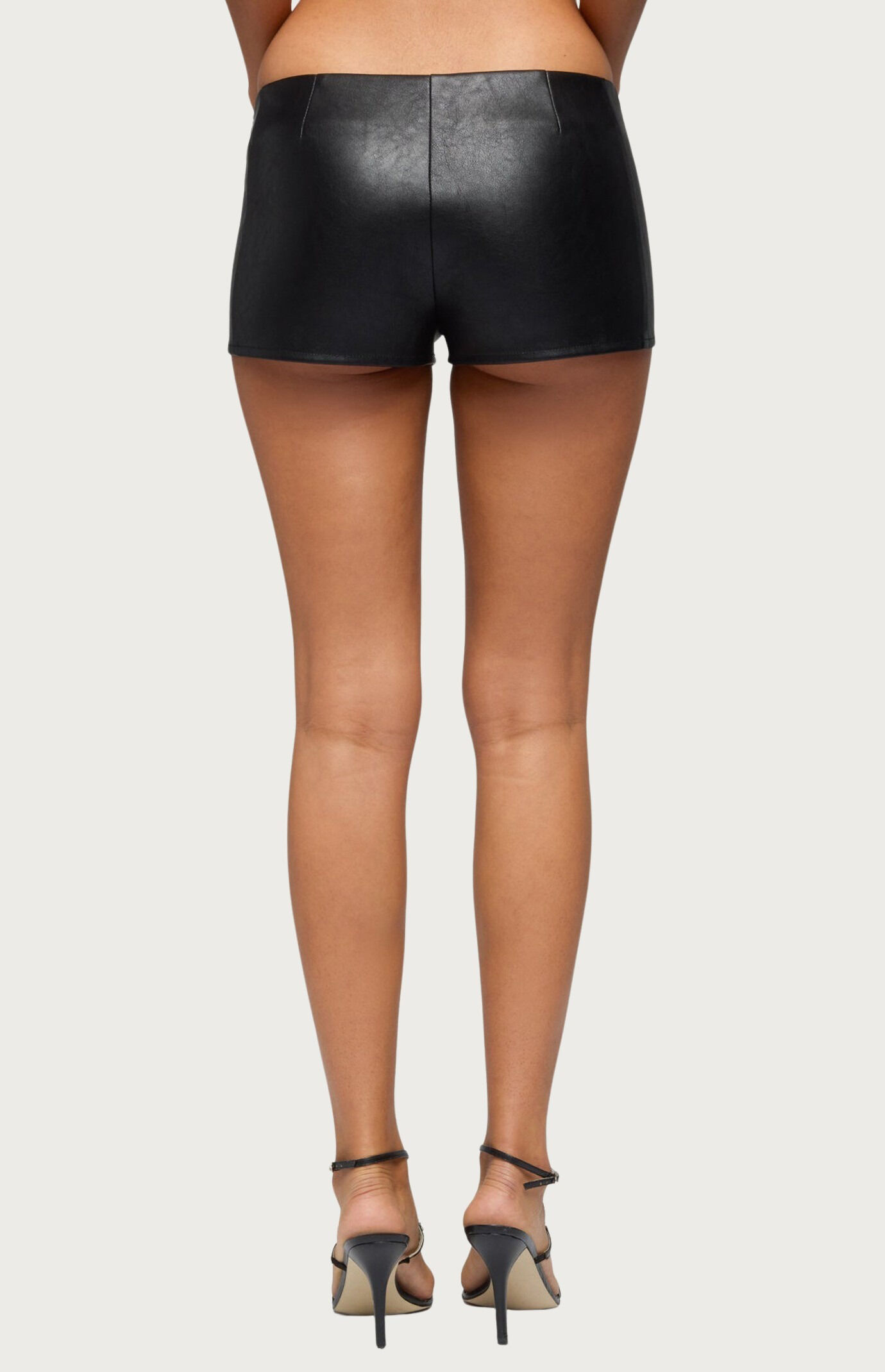 Edikted Diana Zip Up Faux Leather Micro Shorts