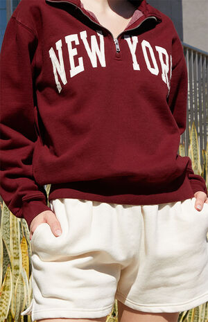 Burgundy New York Half Zip Sweatshirt image number 2