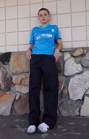 Stretch Black E-Waist Porter Baggy Cargo Pants
